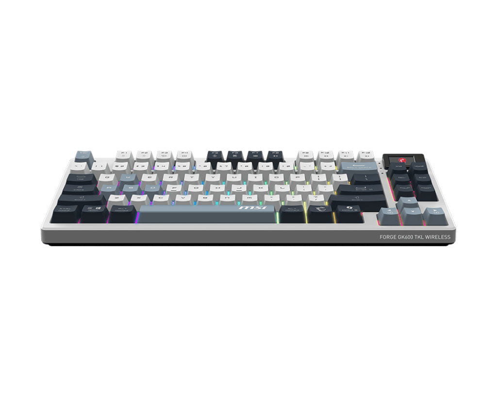 MSI FORGE GK600 TKL WIRELESS SKY clavier Gaming USB + Bluetooth QWERTY Anglais britannique Bleu, Blanc