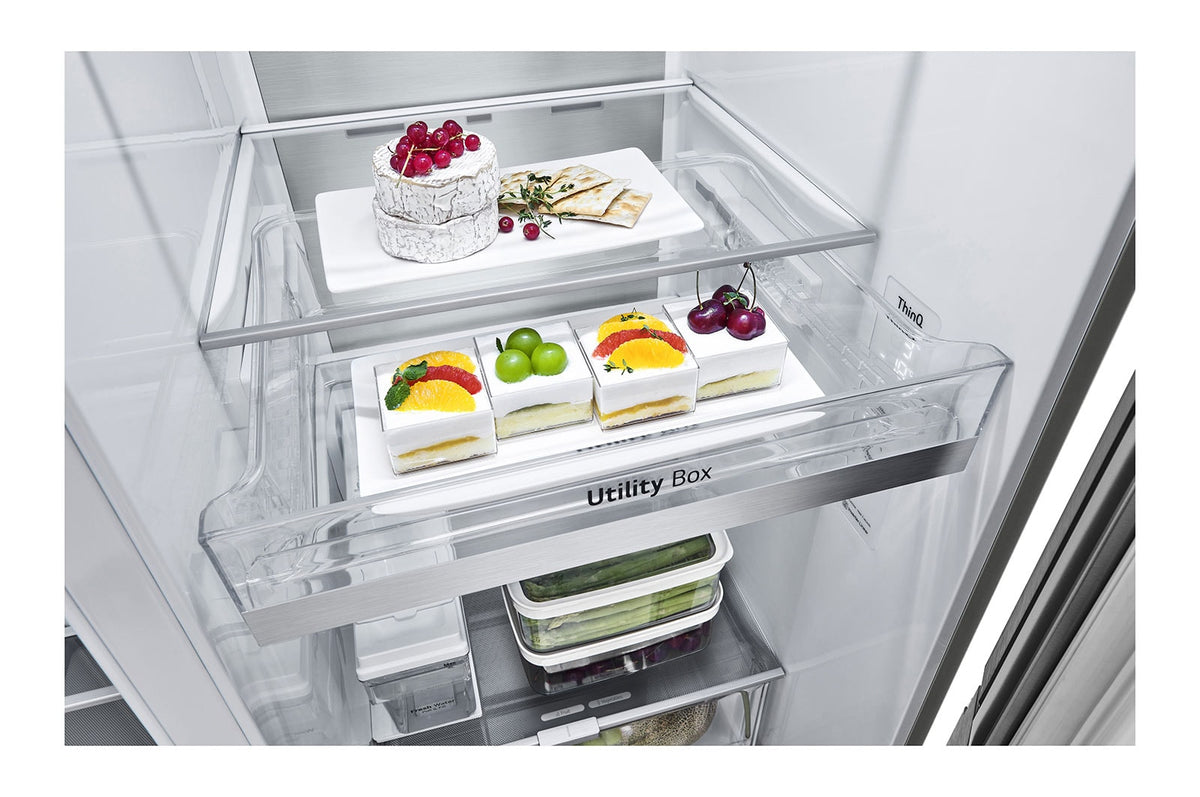 LG InstaView GSXV91PZAE frigo américain Pose libre 635 L Noir, Acier inoxydable