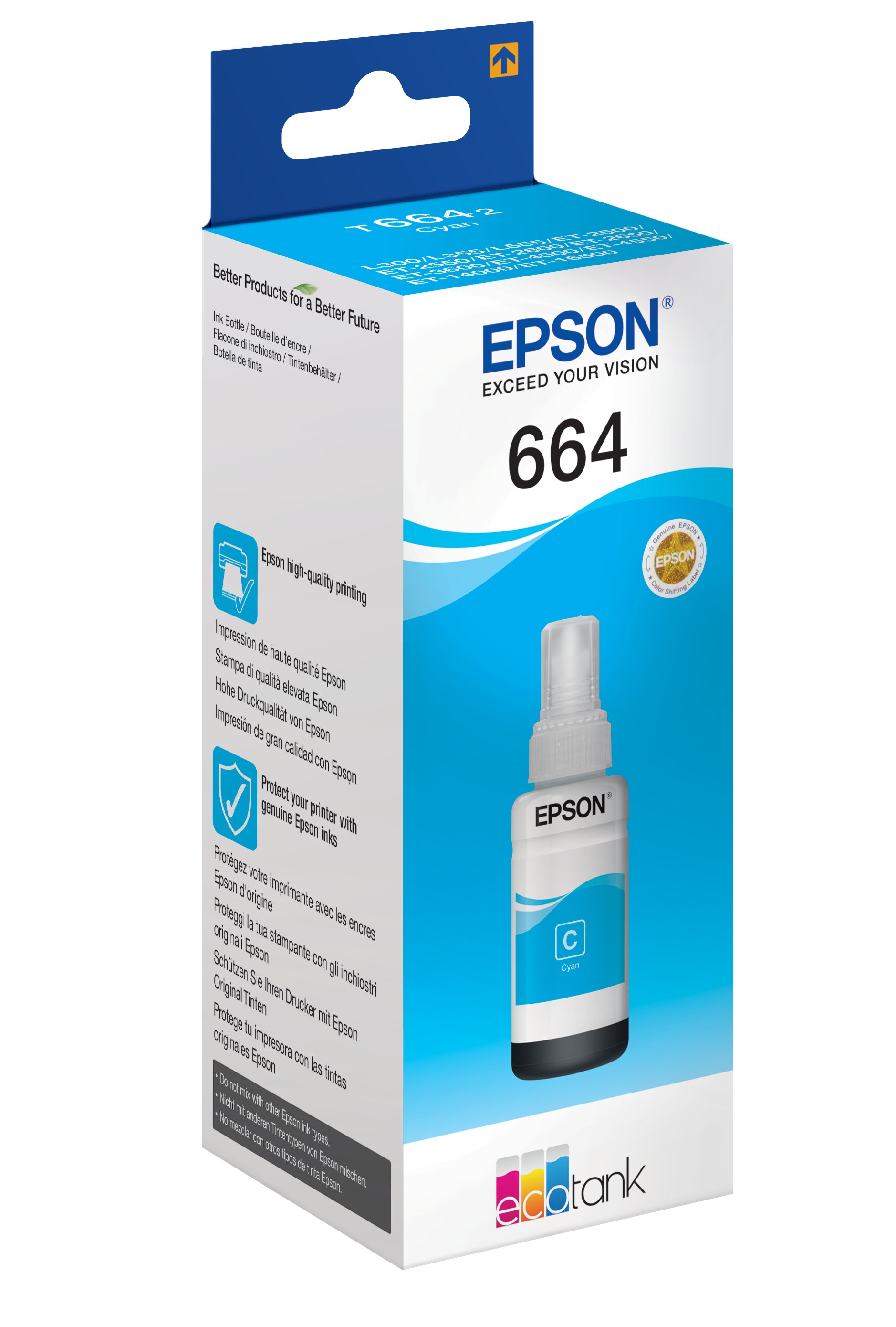 Epson 664 Ecotank Cyan ink bottle