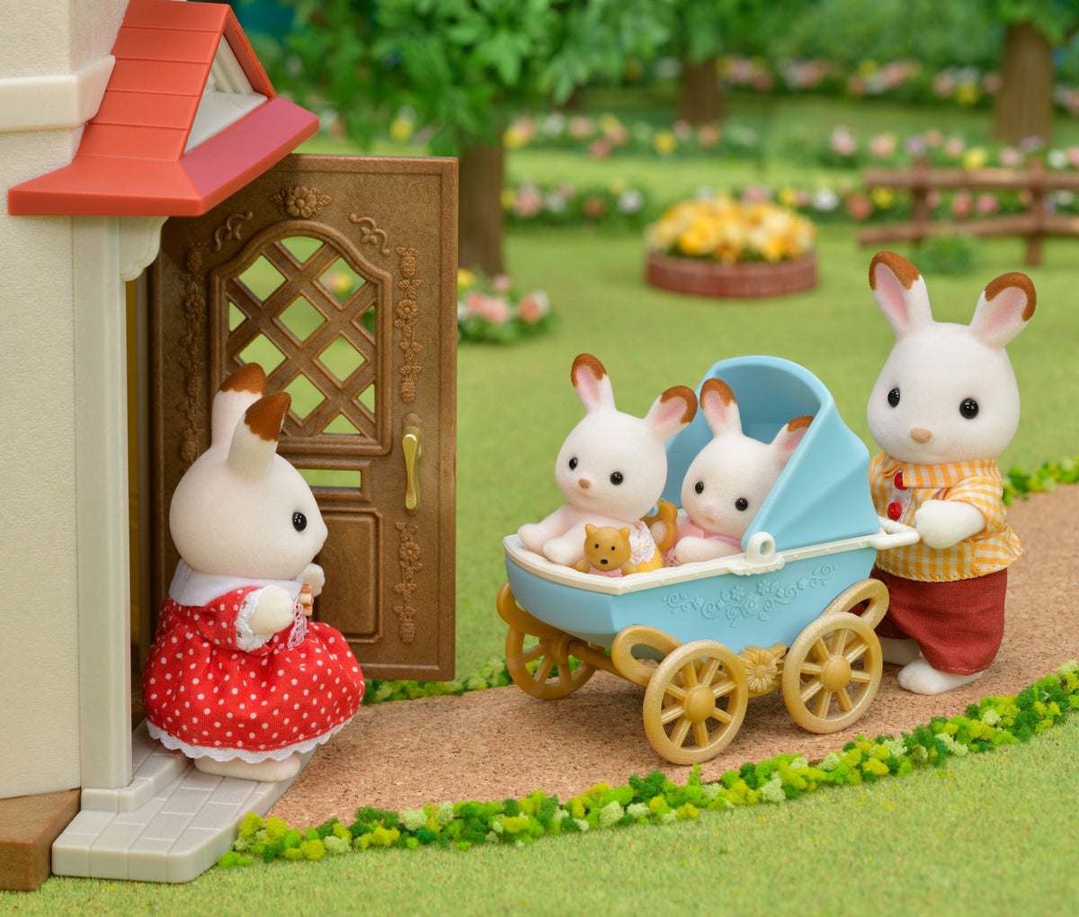 Sylvanian Families Les jumeaux Lapin Chocolat et poussette double - vue 3