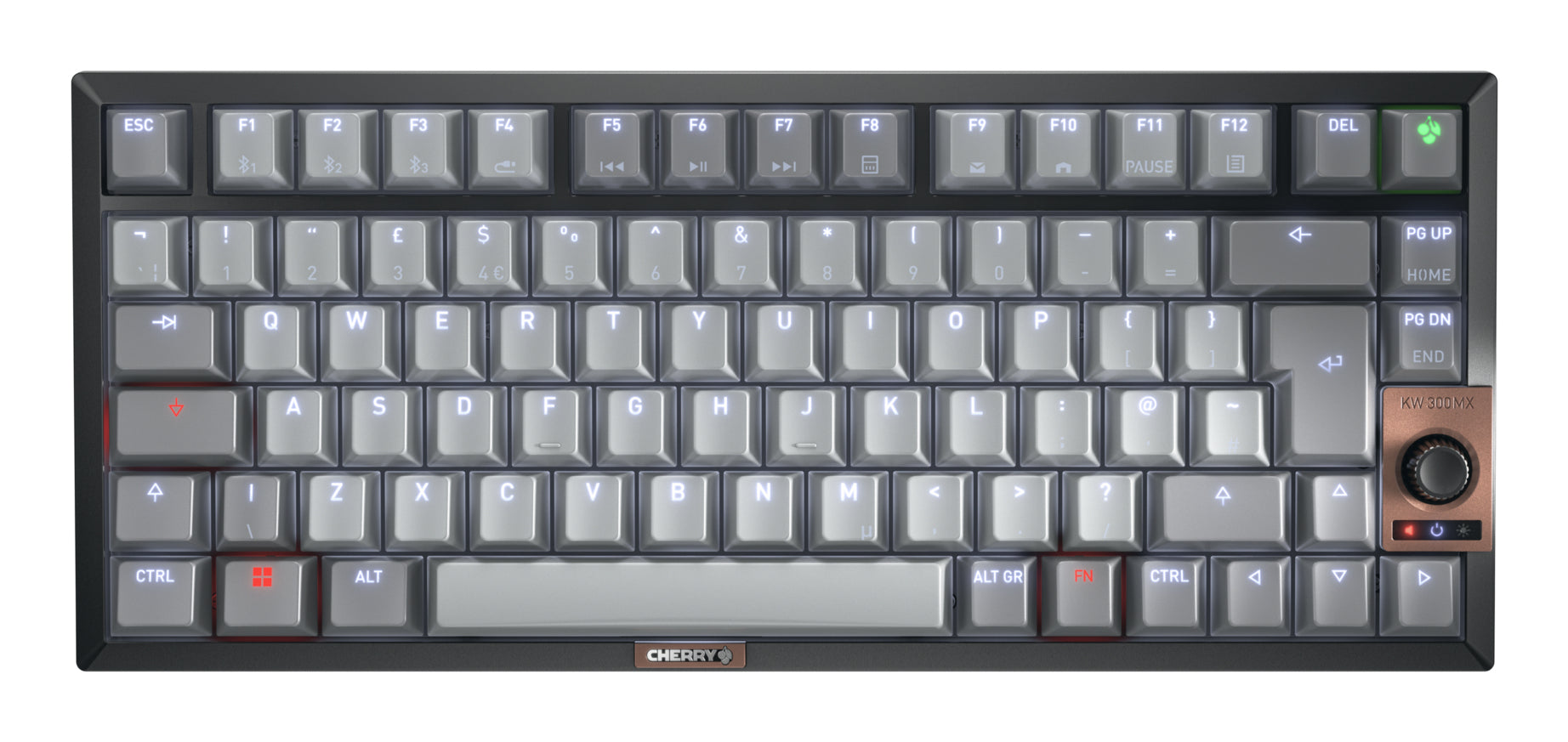 CHERRY KW 300W MX clavier Maison USB + Bluetooth QWERTY Anglais britannique Noir, Cuivre, Gris