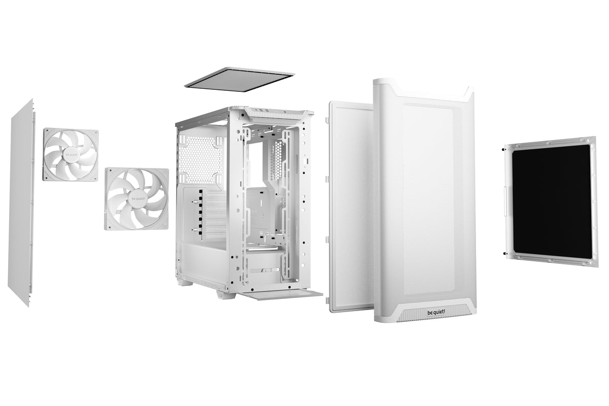 be quiet! Pure Base 501 Blanc | Boîtier PC , Mini ATX / Micro ATX / ATX, 2 ventilateurs Pure Wings 3 140 mm PWM