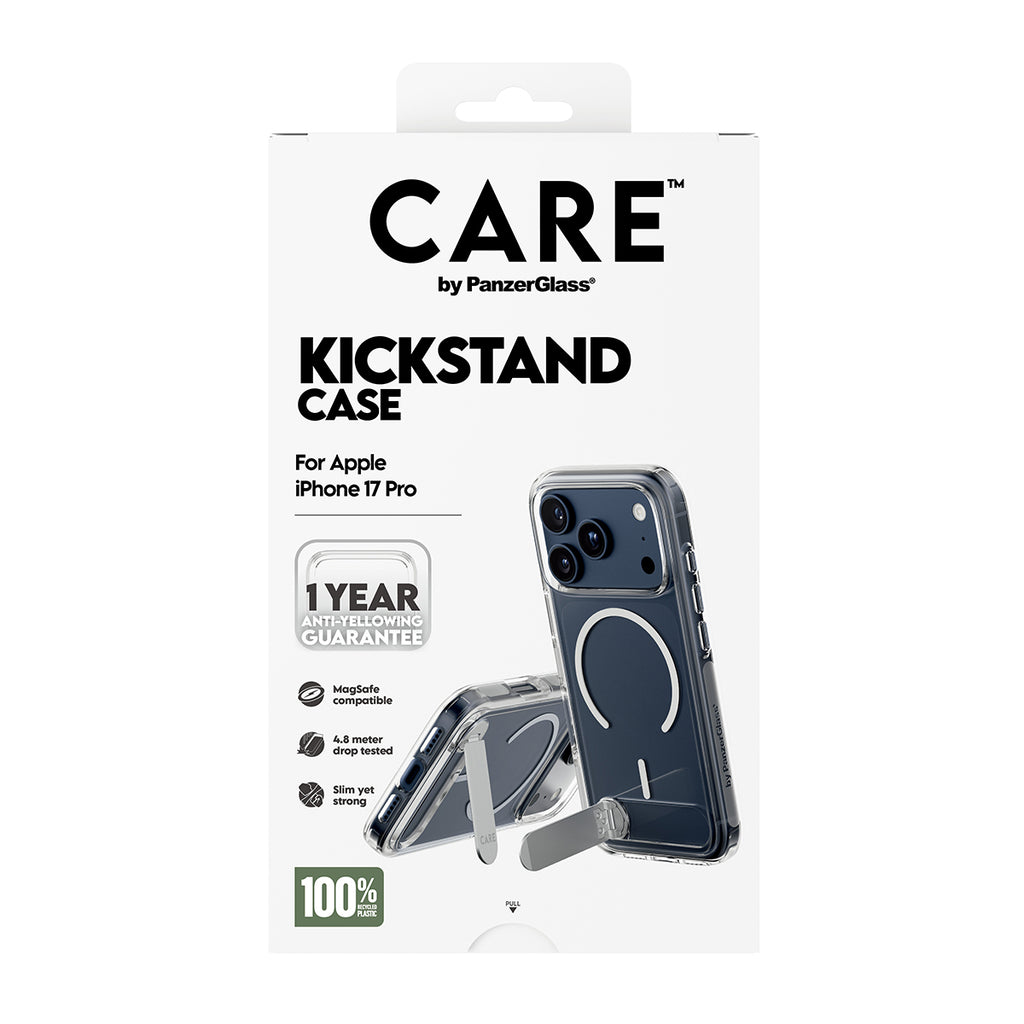 PanzerGlass CARE™ by ® Kickstand Case Transparent w. MagSafe iPhone 17 Pro coque de protection pour téléphones portables Housse