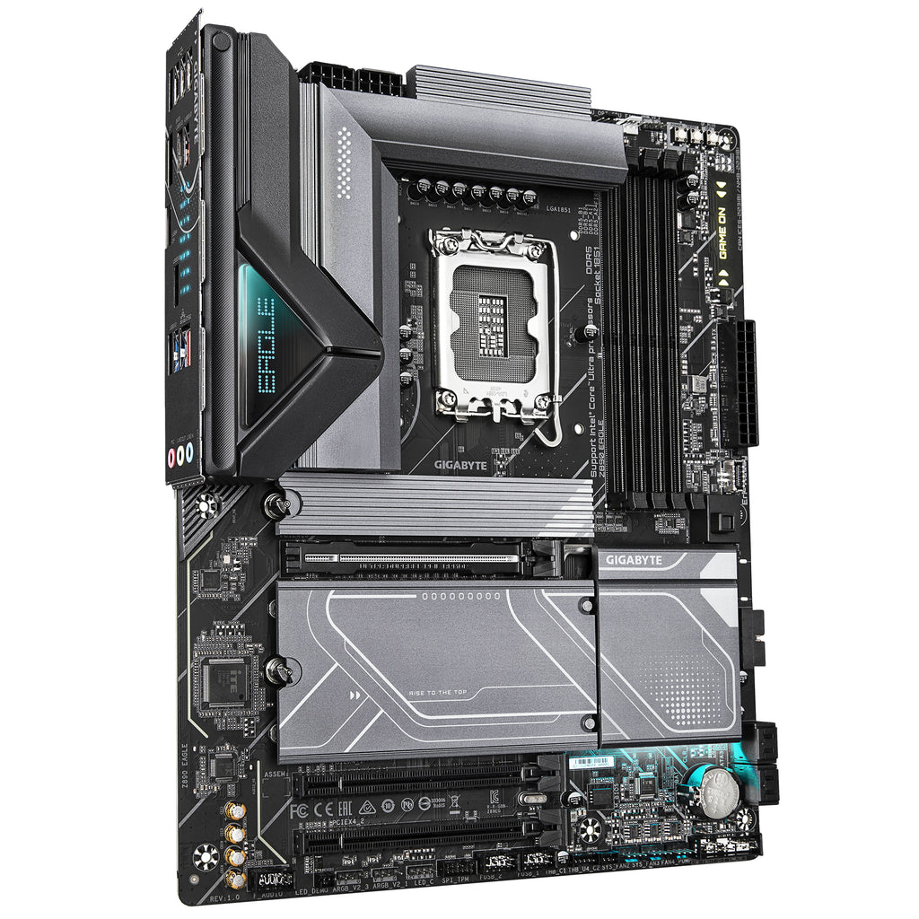 GIGABYTE Z890 EAGLE Carte Mère - Prend en charge les processeurs Intel Core Ultra (Série 2), VRM 14+1+2 phases, jusqu'à 8800MHz DDR5 (OC), 1x PCIe 5.0 M.2 + 3x PCIe 4.0 M.2, LAN 2,5GbE, USB4