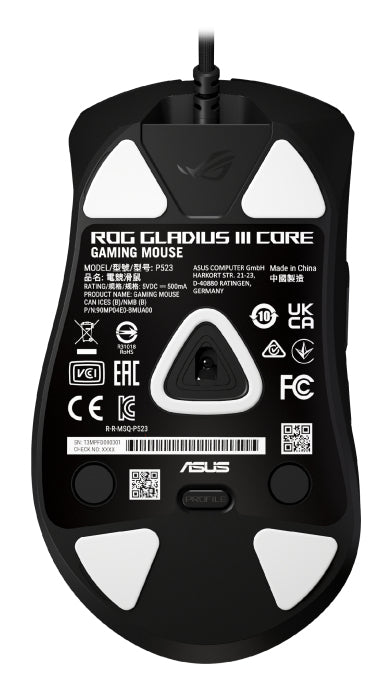 ASUS ROG Gladius III Core souris Gaming Droitier USB Type-A Optique 12000 DPI