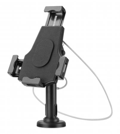 Manhattan Support de bureau pour iPad et tablettes, verrouillable, montage mural possible, antivol, pour tablettes 7,9" à 10,5", rotation 360°, inclinaison ±70°, pivot 330°, noir
