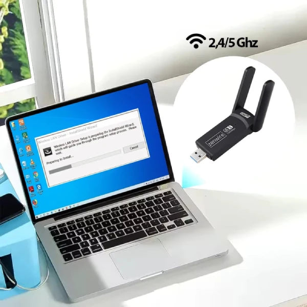 Adaptateur réseau USB 3.0 WiFi 1300 Mb/s externe 5 GHz Zenwire WD-4605AC