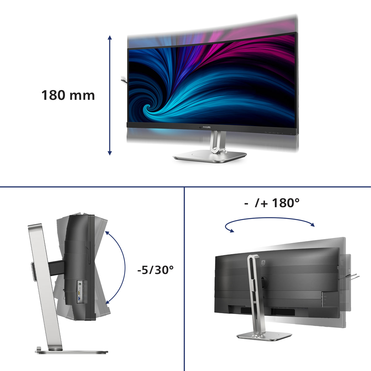 Philips 5000 series 34B2U5900C/00 écran plat de PC 86,4 cm (34") 5120 x 2160 pixels WUHD LCD Gris - vue 3