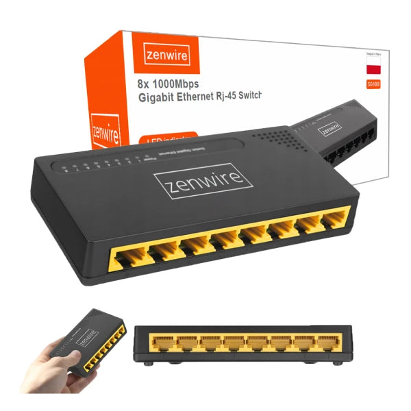 Commutateur LAN Zenwire SG1008 à 8 ports Gigabit Ethernet 1 000 Mbps