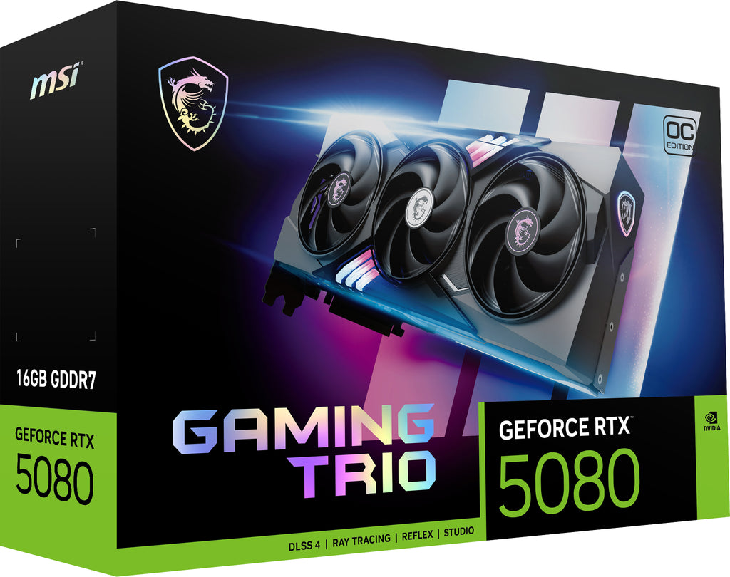 MSI GAMING GEFORCE RTX 5080 16G TRIO OC carte graphique NVIDIA 16 Go GDDR7 - vue 7