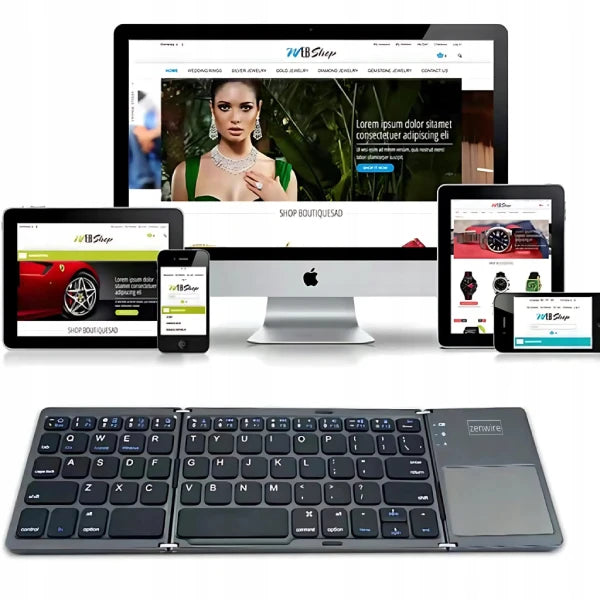 Clavier sans fil Bluetooth 5.0, pliable et portable pour tablette, modèle SLIM et silencieux, Zenwire WLK-615