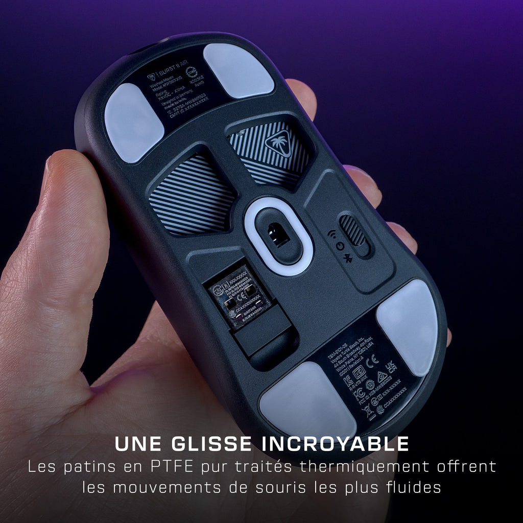 Turtle Beach Burst II Air - Souris gaming sans fil 2,4 GHz : ultralégère avec 47 g, touches optiques, symétrique, capteu