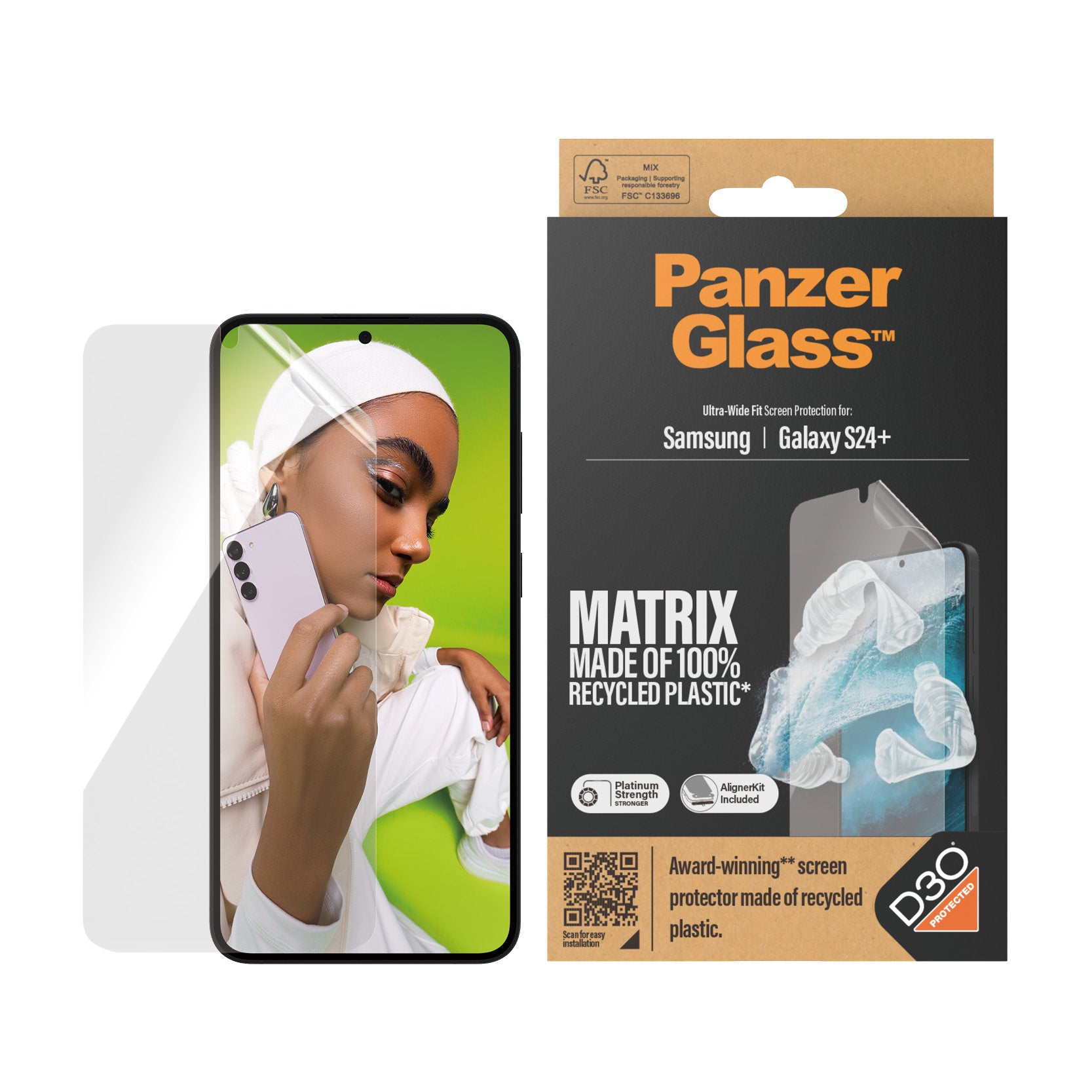 PanzerGlass ® ECO MATRIX Screen Protector with D3O® Samsung Galaxy S24+ | Ultra-Wide Fit w. AlignerKit Protection d'écran transparent 1 pièce(s)