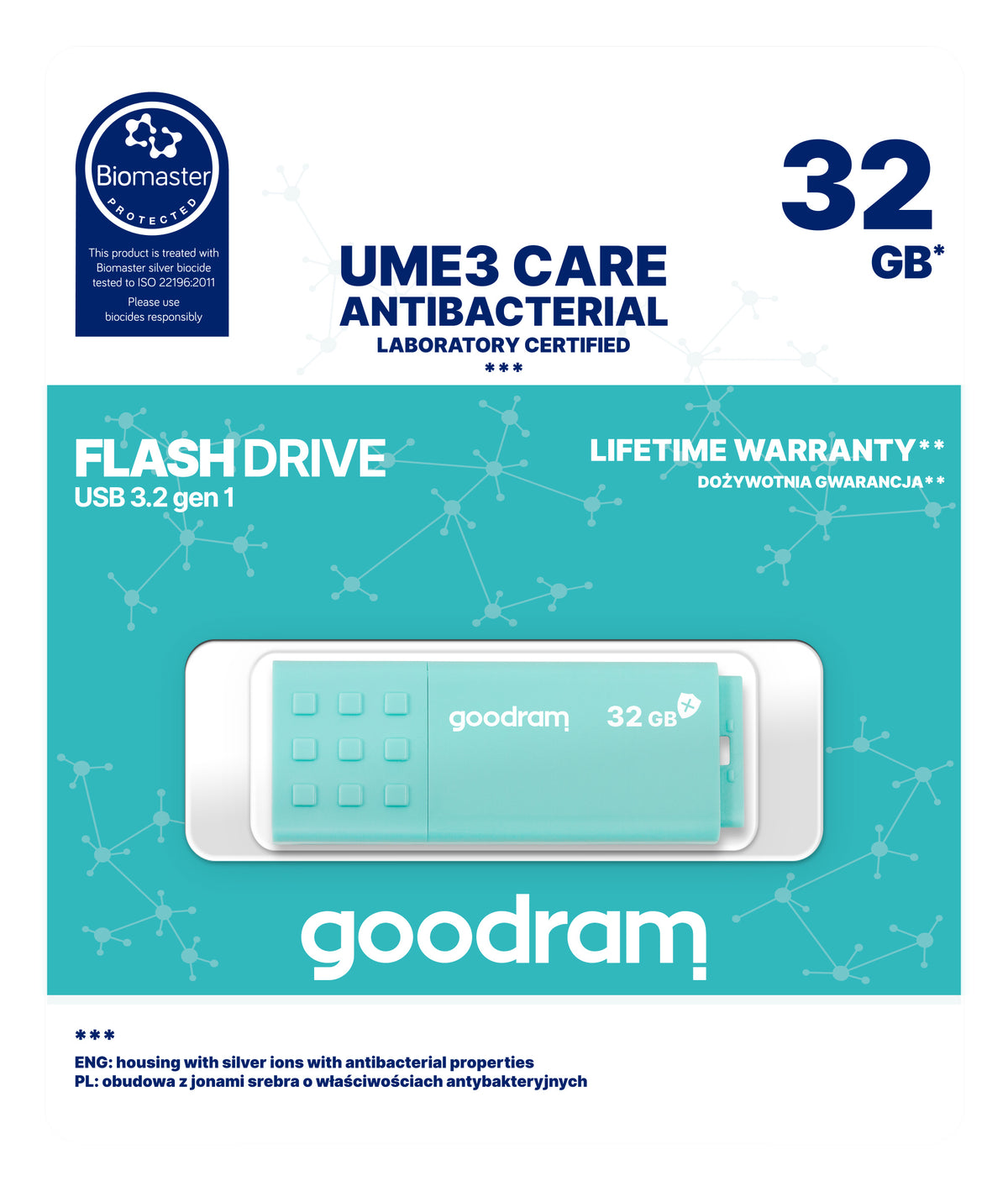 Goodram UME3 lecteur USB flash 32 Go USB Type-A 3.2 Gen 1 (3.1 Gen 1) Turquoise