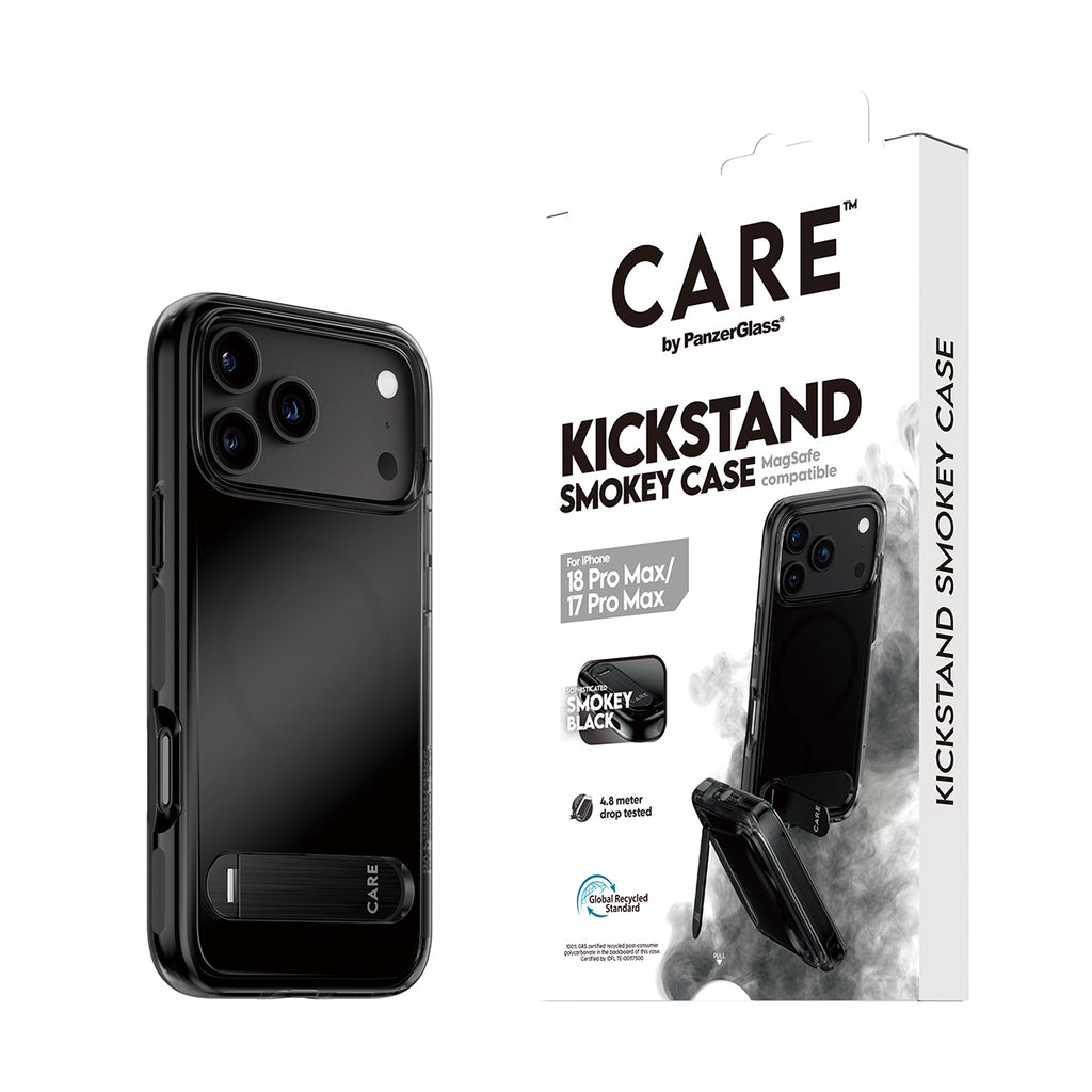 PanzerGlass CARE™ by ® Kickstand Case Smokey w. Black MagSafe iPhone 2026 Pro Max | 17 Pro Max coque de protection pour 