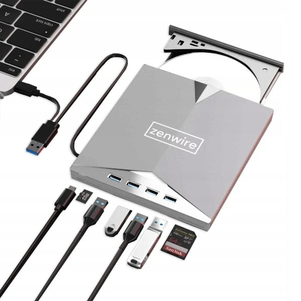 Disque dur externe portable, lecteur CD/DVD, lecteur-graveur, hub USB-C 3.0  Zenwire H61