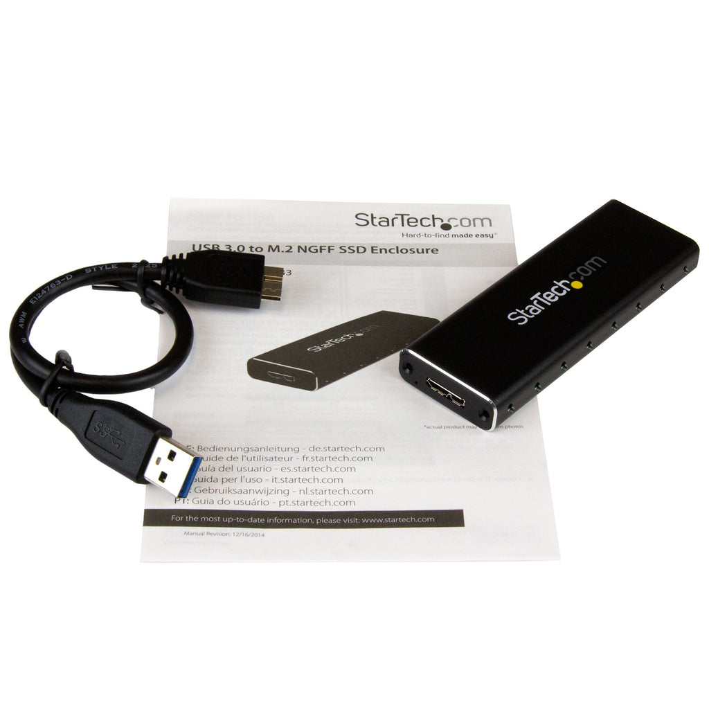StarTech.com Boîtier Aluminium M.2 SSD vers USB 3.0 (5Gbps) avec UASP - Noir - M.2 NGFF SATA avec Clé B & Clé B+M - Boîtier Externe M.2 Portable - Non Compatible avec NVMe / AHCI