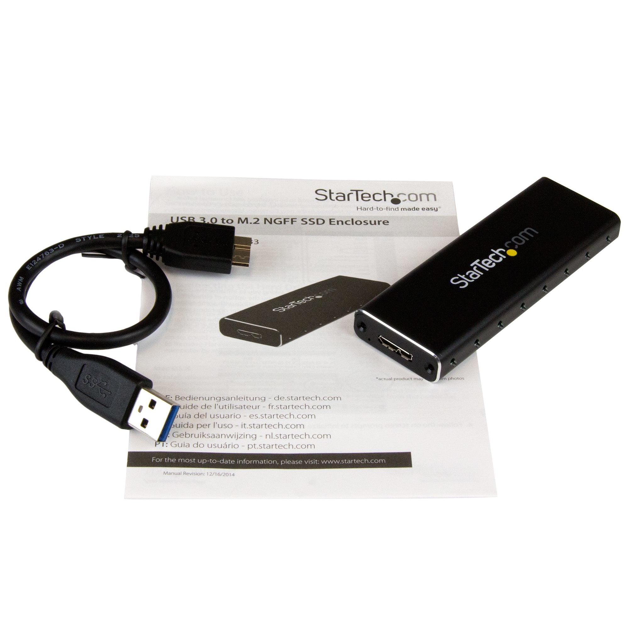 StarTech.com Boîtier Aluminium M.2 SSD vers USB 3.0 (5Gbps) avec UASP - Noir - M.2 NGFF SATA avec Clé B & Clé B+M - Boîtier Externe M.2 Portable - Non Compatible avec NVMe / AHCI