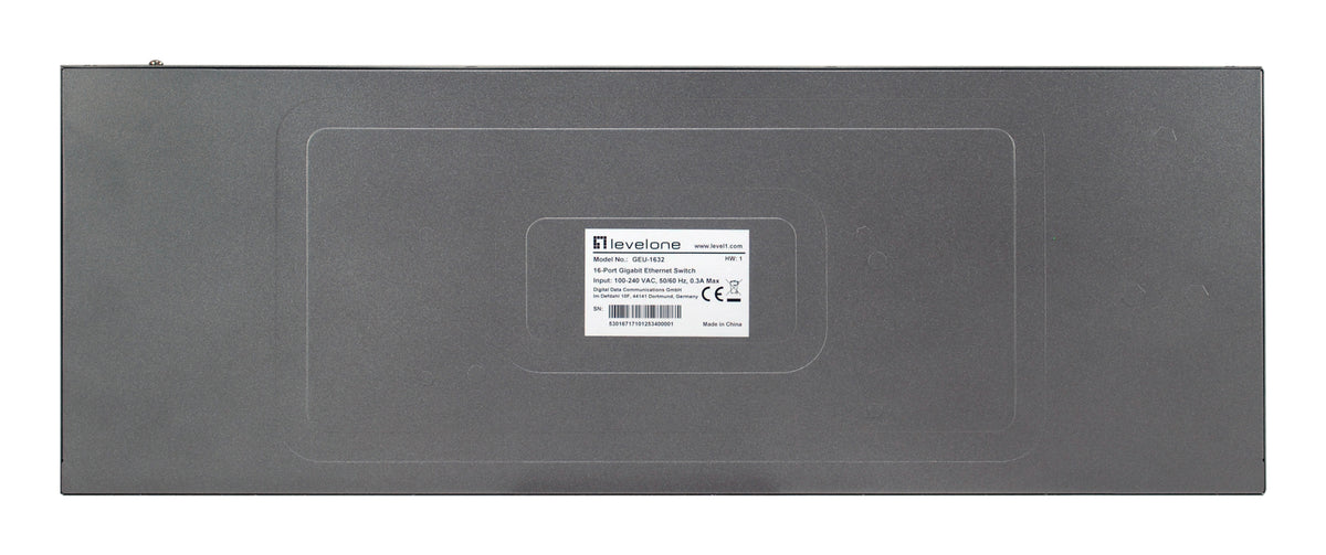 LevelOne GEU-1632 Switch Gigabit Ethernet Non-géré 16 Ports RJ-45, Format 1U, Gris