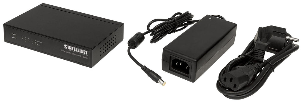 Intellinet Commutateur réseau (switch) Gigabit Ethernet PoE+ 5 ports, 4 ports PSE, compatible IEEE 802.3at/af, budget PoE 60W, format bureau, garantie de 3 ans - vue 5
