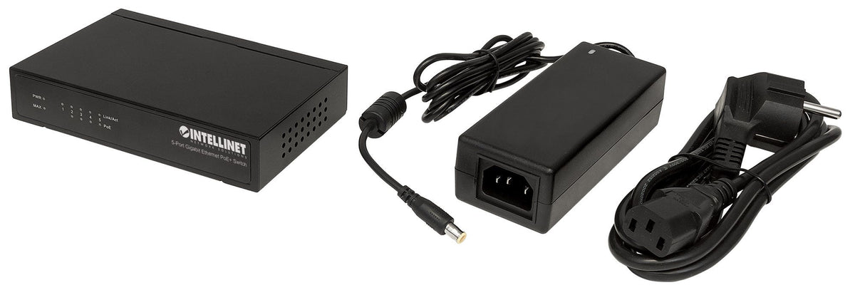 Intellinet Commutateur réseau (switch) Gigabit Ethernet PoE+ 5 ports, 4 ports PSE, compatible IEEE 802.3at/af, budget PoE 60W, format bureau, garantie de 3 ans - vue 5