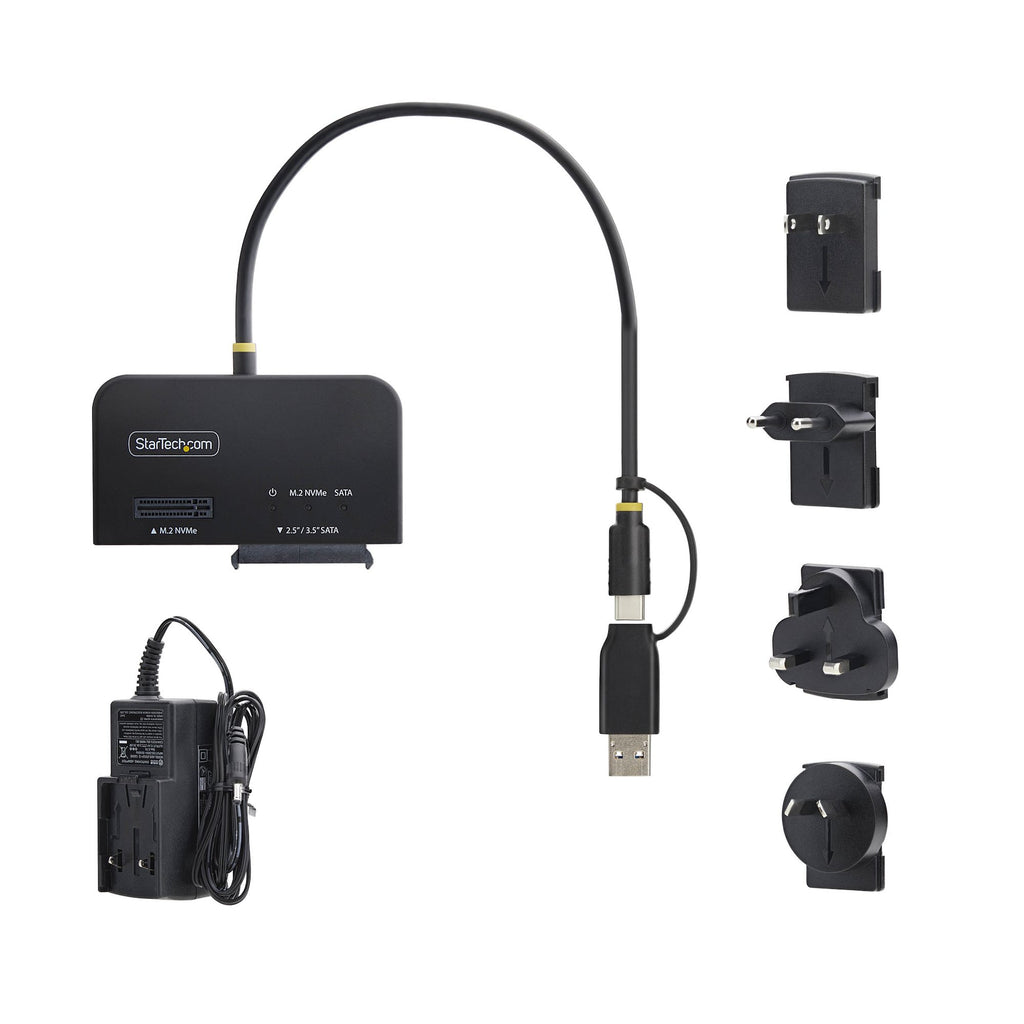 StarTech.com Adaptateur USB-C/USB-A vers M.2 NVMe et SATA 2,5"/3,5", 10 Gbps, Lecteur SSD Externe Sans Outil, B+M/M-Key