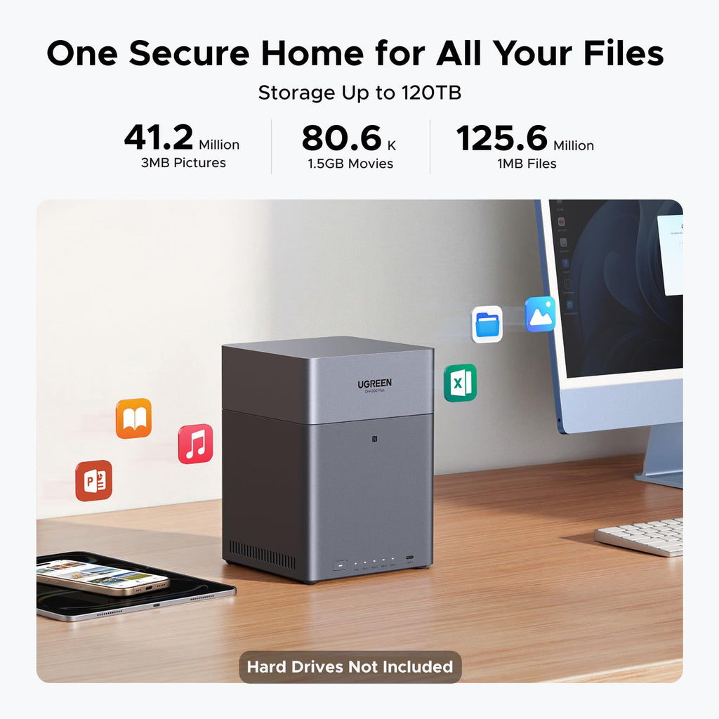 Ugreen DH4300 Plus NAS Mini Tower 8 Go LPPDDR4X UGOS Pro, Gris