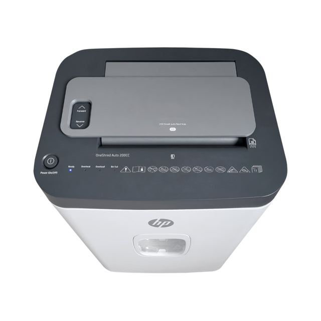 HP OneShred Auto 200CC destructeur de papier Destruction croisée 63 dB 22 cm Blanc