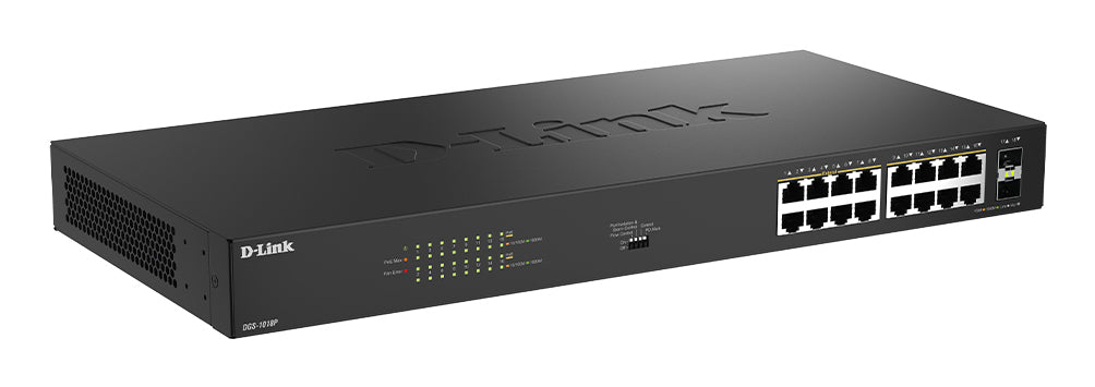 D-Link DGS-1018P Non-géré Gigabit Ethernet (10/100/1000) Connexion Ethernet, supportant l'alimentation via ce port (PoE)