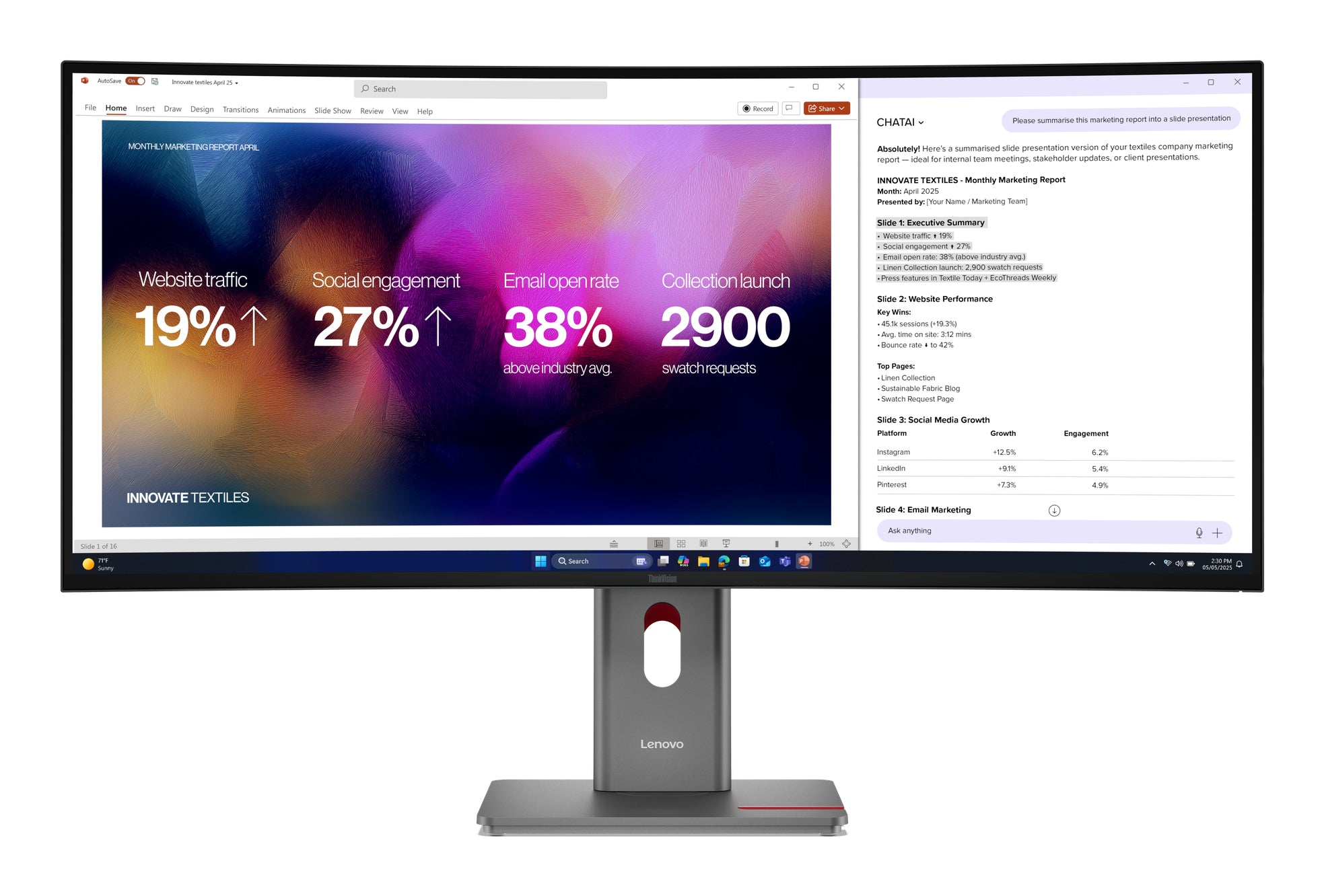 Lenovo ThinkVision P40WD-40 Moniteur