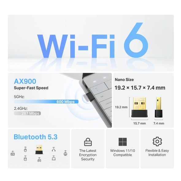 TP-Link Archer TX10UB Nano Adaptateur USB Wi-Fi et Bluetooth 600 Mbit/s
