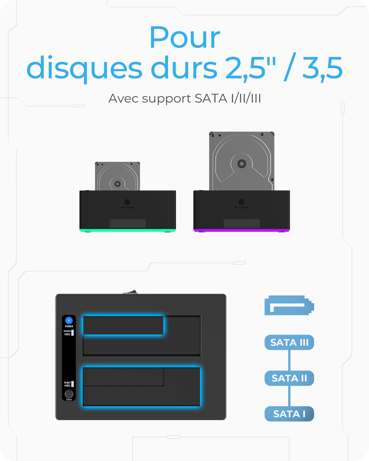 ICY BOX IB-127CL-U3 USB 3.2 Gen 1 (3.1 Gen 1) Type-B Noir