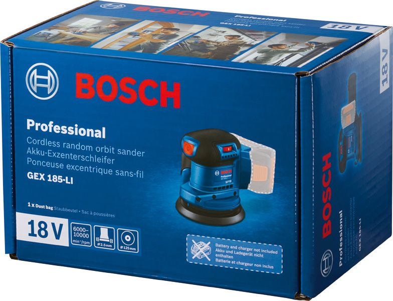 Bosch Bosch GEX 185-LI Professional Ponceuse orbitale aléatoire 10000 OPM Bleu