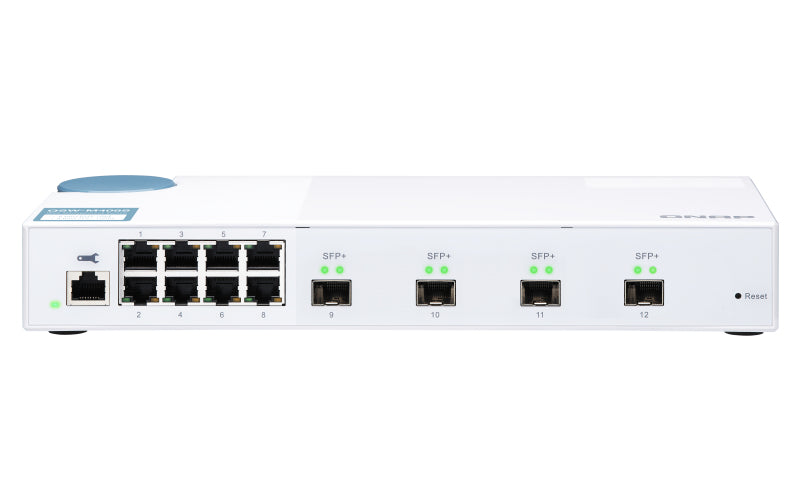 QNAP QSW-M408S Commutateur Réseau Géré L2 Gigabit Ethernet, 4 ports SFP+ 10GbE et 8 ports Gigabit, Blanc