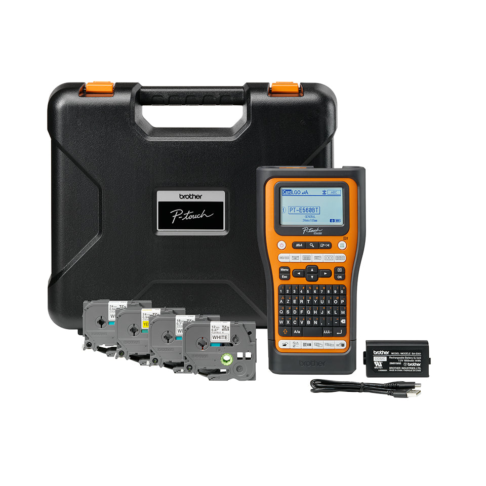 Brother PT-E560BTSP imprimante pour étiquettes Transfert thermique 180 x 180 DPI 30 mm/sec Avec fil &sans fil HSE/TZe Bl