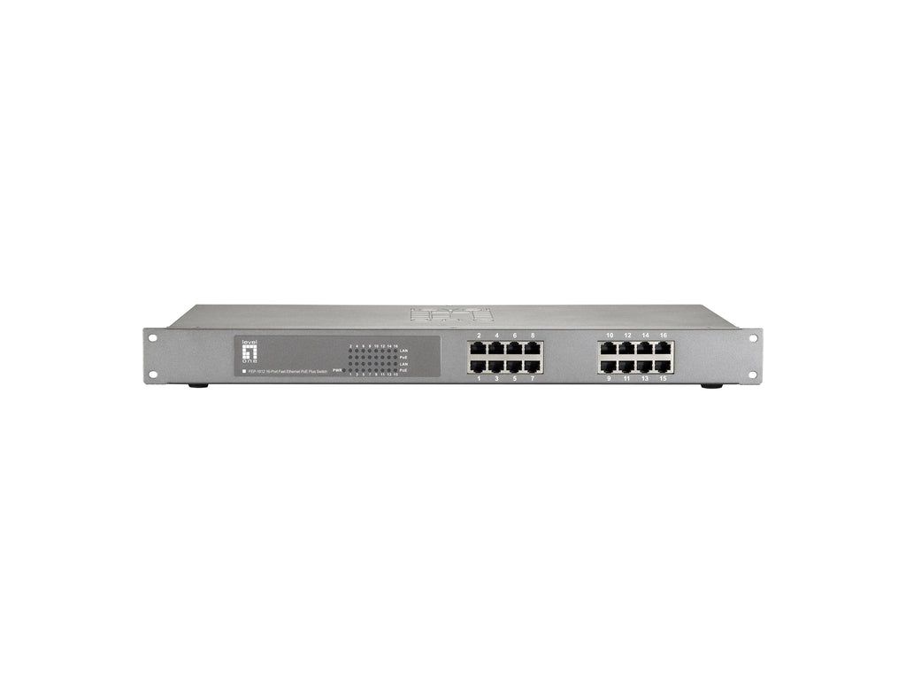 LevelOne FEP-1612W120 Commutateur Réseau Fast Ethernet 10/100 PoE, 16 Ports RJ-45, Gris