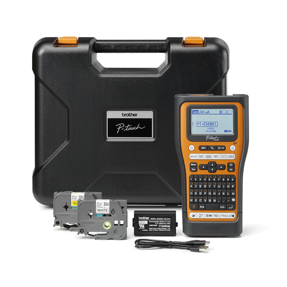 Brother PT-E560BTVP Imprimante Étiquettes Transfert Thermique, 180 DPI, 20 mm/sec, Bluetooth, Filaire et Sans Fil, QWERT