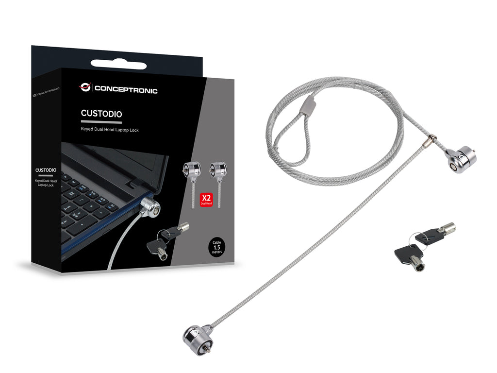 Conceptronic CNBSLOCK15T Câble Antivol Argent, 1,5 m