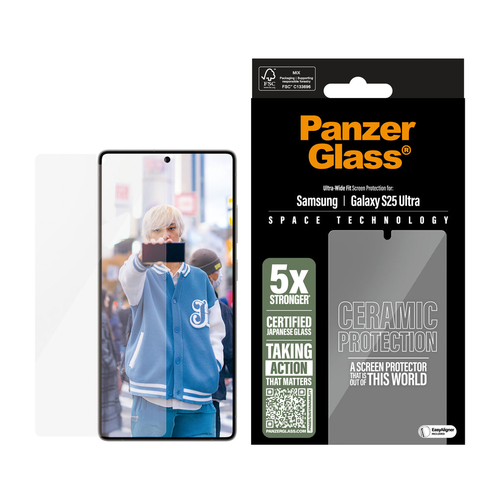 PanzerGlass ® Ceramic Screen Protector Samsung Galaxy S25 Ultra | Ultra-Wide Fit w. EasyAligner Protection d'écran transparent 1 pièce(s)