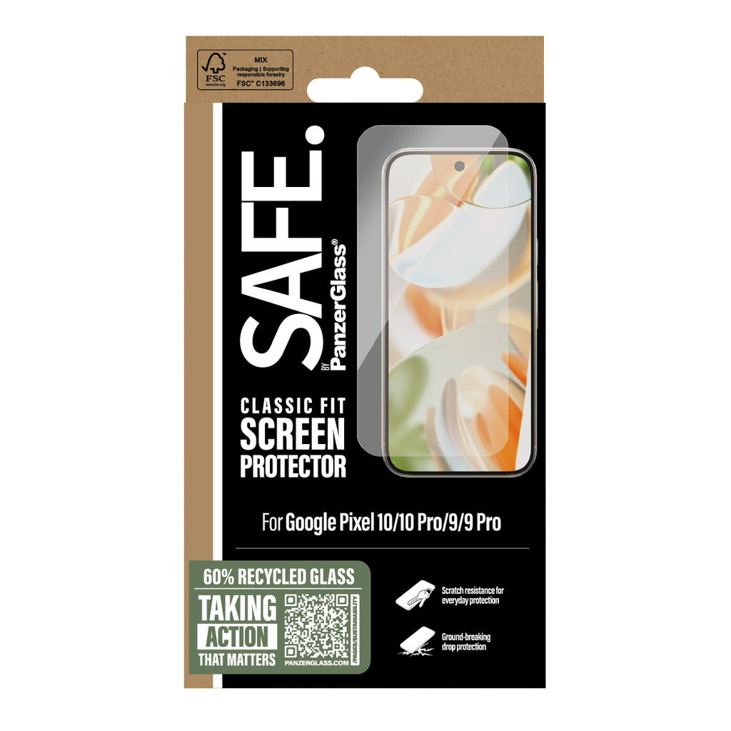 PanzerGlass SAFE. by ® Screen Protector Google Pixel 10 | 10 Pro | 9 | 9 Pro | Classic Fit Protection d'écran transparent 1 pièce(s)