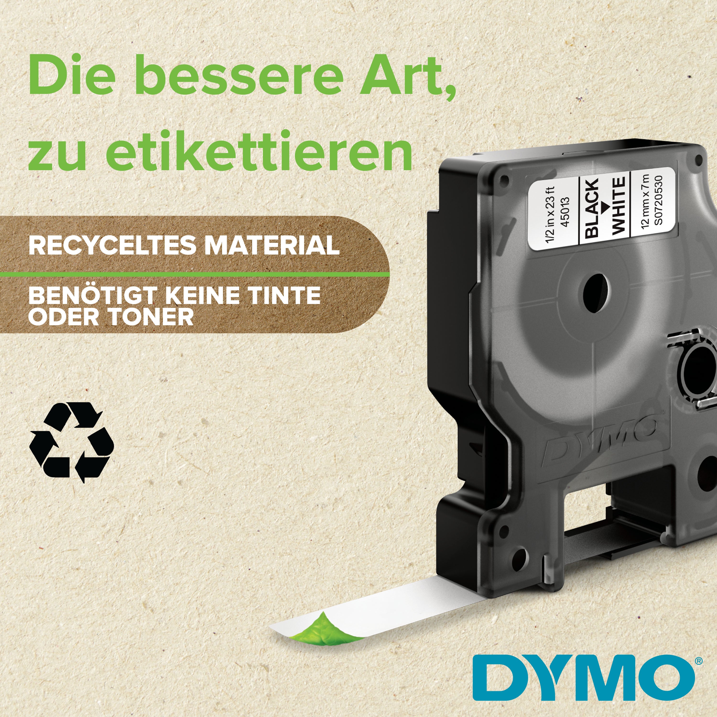 DYMO D1 étiquettes autocollantes authentiques | rouleau de 12 mm x 7 m | impression en noir sur fond transparent | pour étiqueteuses LabelManager