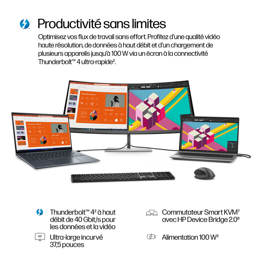 HP Series 7 Pro Écran WQHD+ Thunderbolt 4 37,5 pouces - 738pu