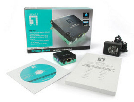 LevelOne FPS-1031 Serveur d'impression Ethernet LAN, Noir et Vert