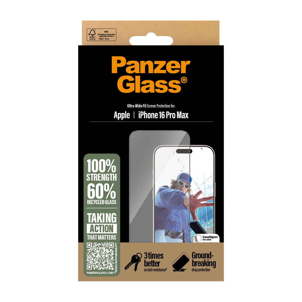 PanzerGlass ® Screen Protector iPhone 16 Pro Max | Ultra-Wide Fit Protection d'écran transparent Apple 1 pièce(s)