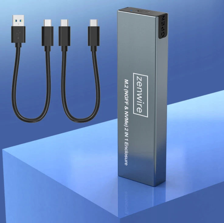 Boîtier de transport pour SSD NVMe/SATA PCIe M.2 USB-C M.2 Gen 2 10 Gbit/s Zenwire BS-2809SN