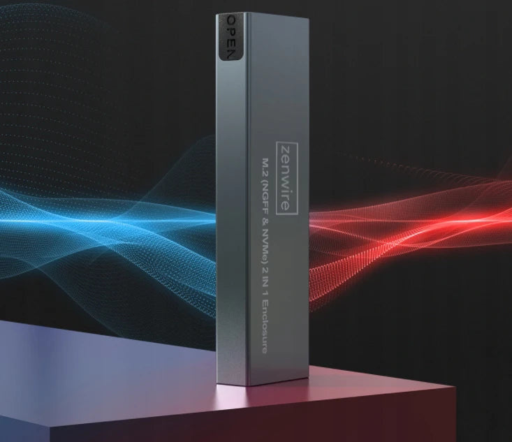 Boîtier de transport pour SSD NVMe/SATA PCIe M.2 USB-C M.2 Gen 2 10 Gbit/s Zenwire BS-2809SN