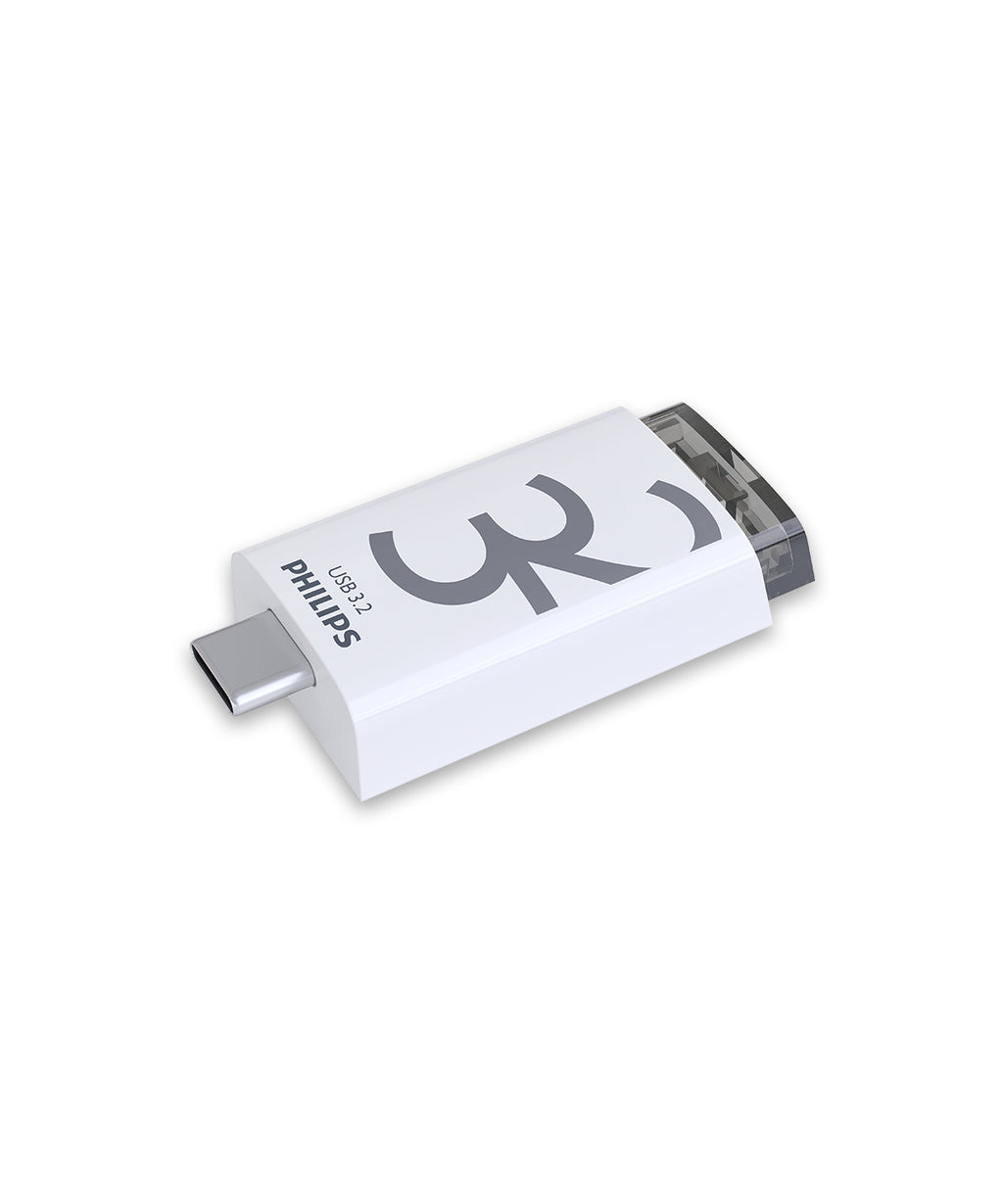 Philips Click lecteur USB flash 32 Go USB Type-C 3.2 Gen 1 (3.1 Gen 1) Transparent, Blanc