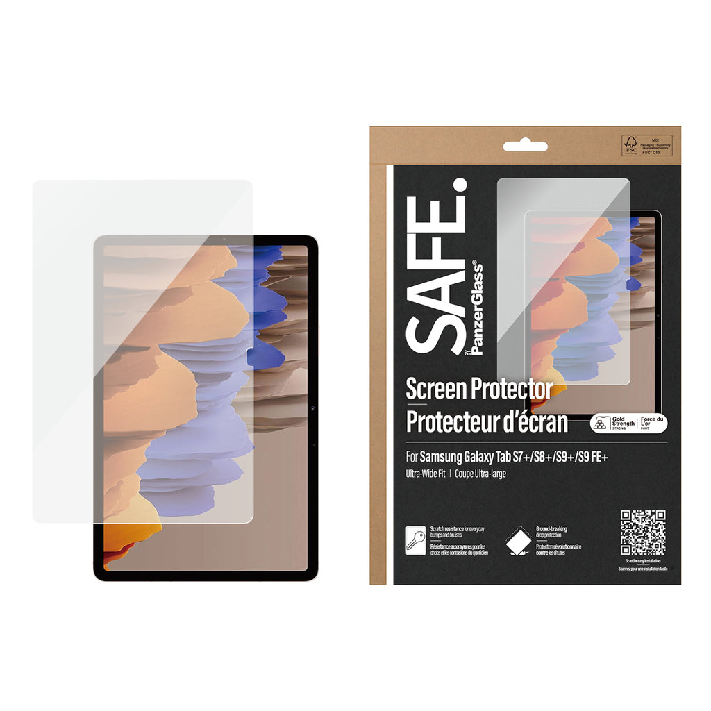 PanzerGlass PanzerGlass SAFE. by ® Screen Protector Samsung Galaxy Tab S7+ | S8+ | S9+ | S9 FE+ | Ultra-Wide Fit Protection d'écran transparent 1 pièce(s)