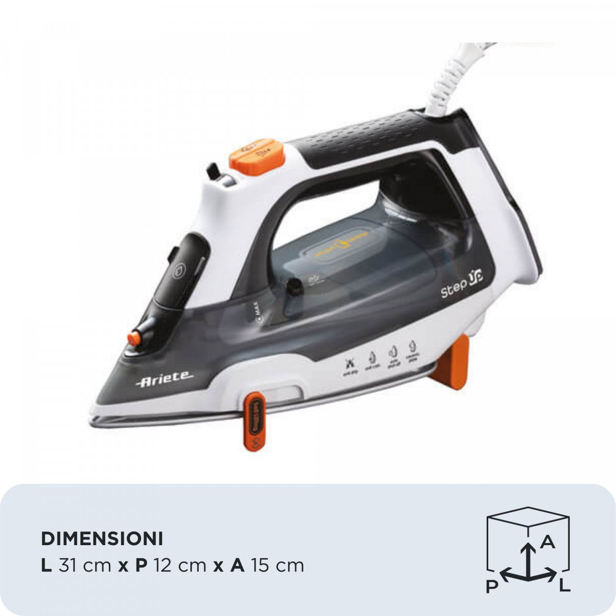 Ariete 6190/00 Fer à repasser à sec ou à vapeur Semelle céramique Ultraglide 2400 W Gris, Noir