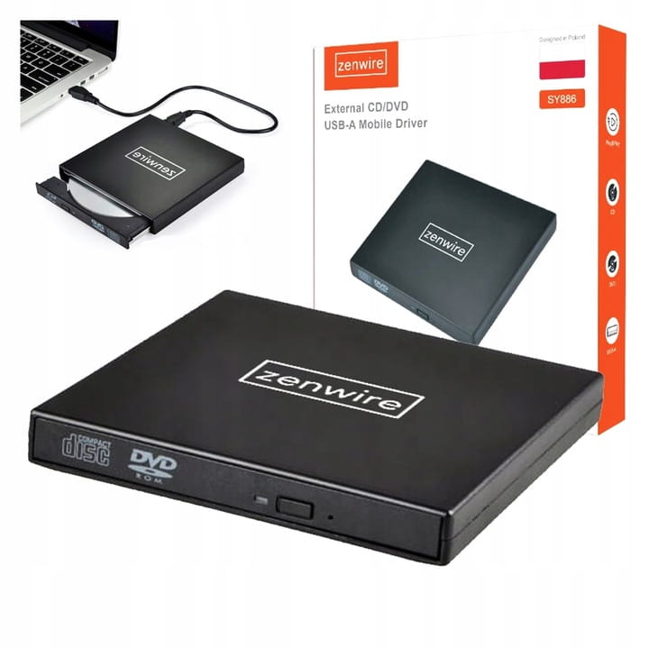 Lecteur/graveur de CD-R/DVD-RW/ROM externe portable Zenwire SY886